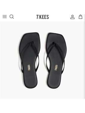 TKEES Black Slim Strap Square-Toe Flip Flop Sandals